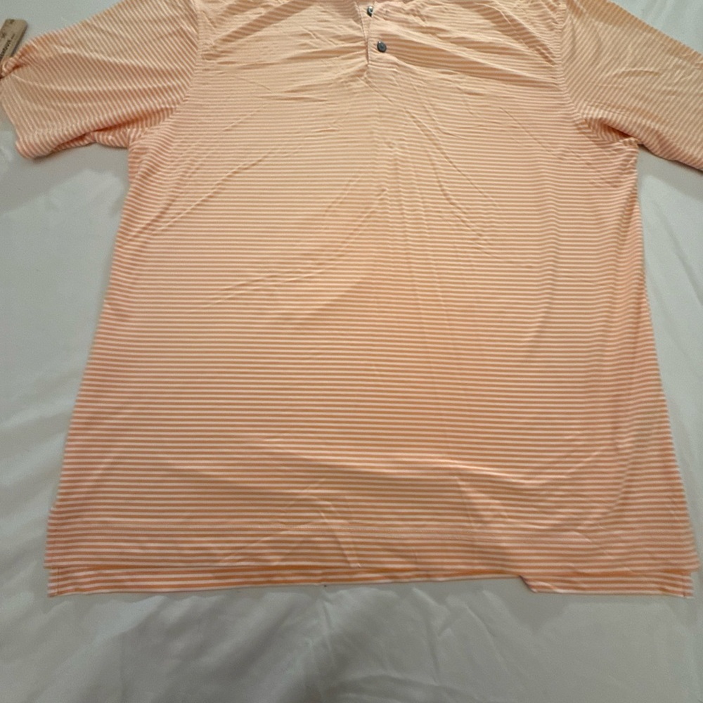 Footjoy Shirt Mens Extra Large Orange Striped Performance Polo Golf - Picture 5 of 9